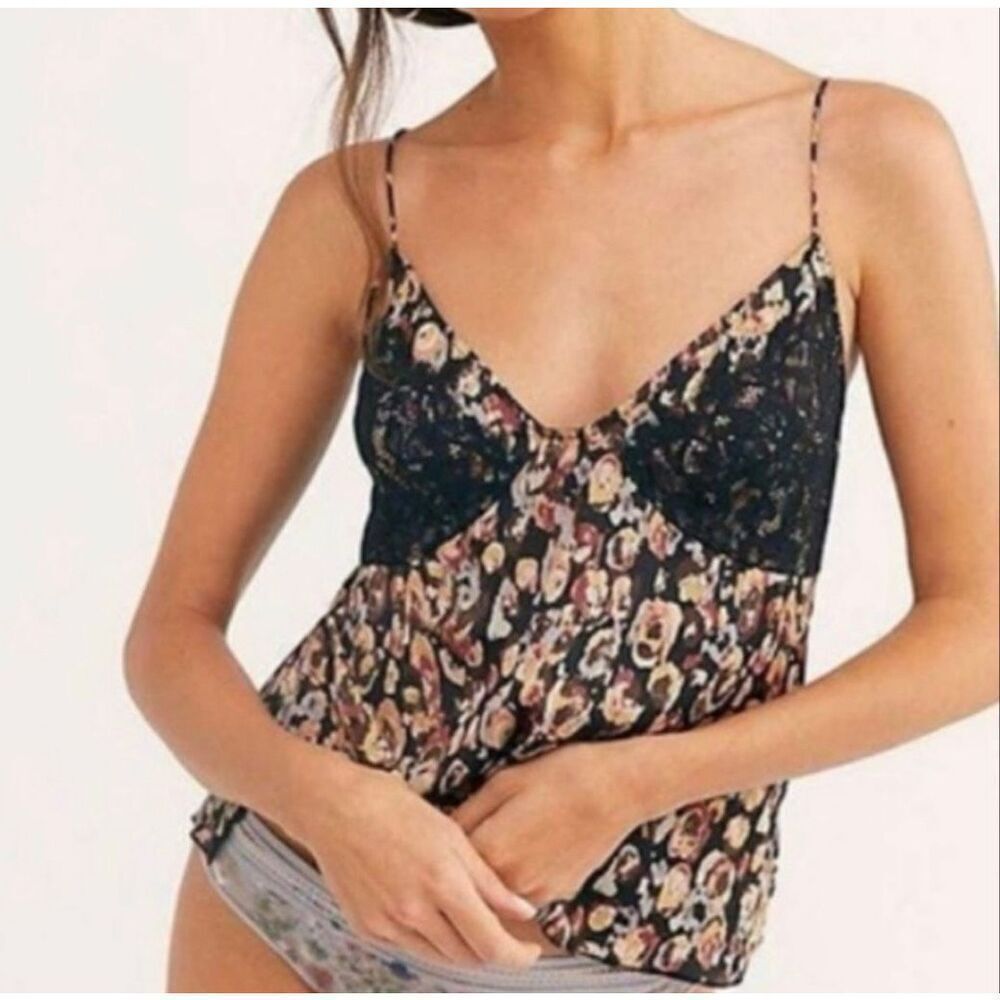 Free People Little Dreams Printed Lace Camisole Women’s Large Sleepwear